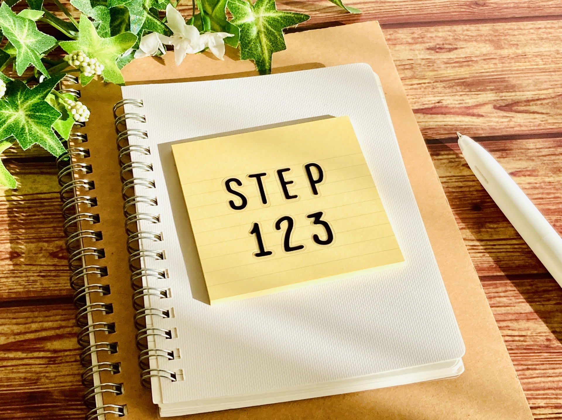 STEP 1 2 3と書かれた付箋