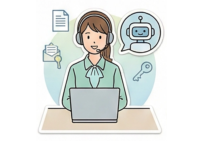 AIが一次対応をし、オペレータ―は必要な対応だけに集中できているイラスト