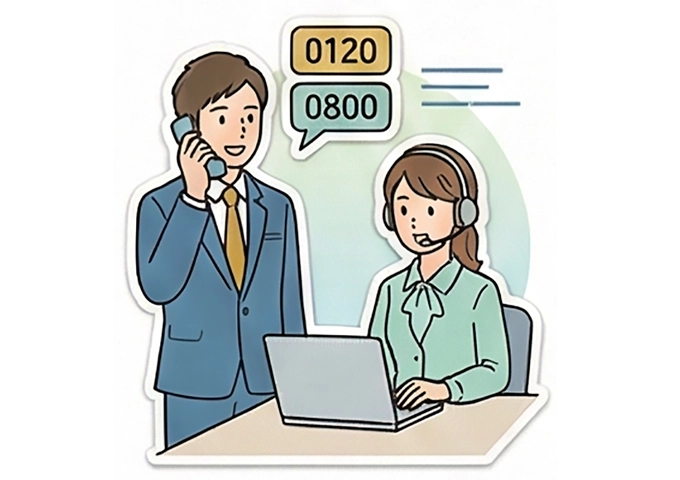 顧客が迷わず窓口へ電話しているイラスト