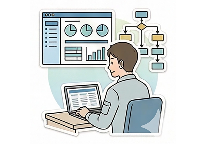 運用の見える化を表現したイラスト