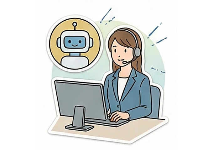 定型要件をAIが受電しているイラスト