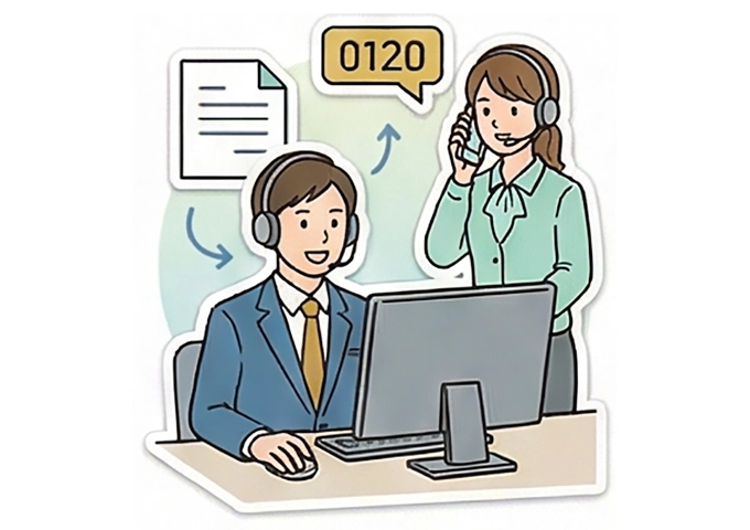 オペレーター達が反響を受電しているイラスト